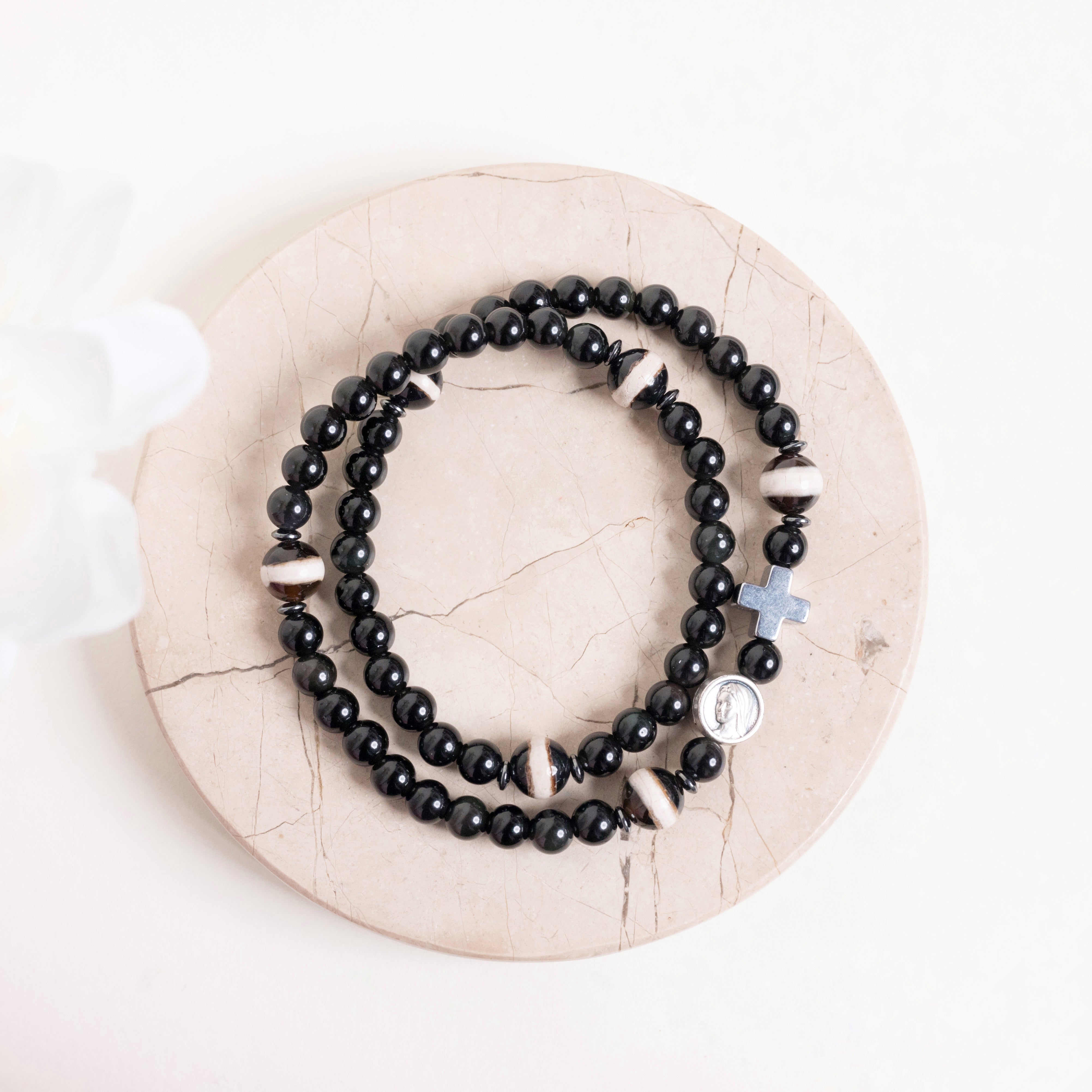 Gospa Black Rosario Pulsera