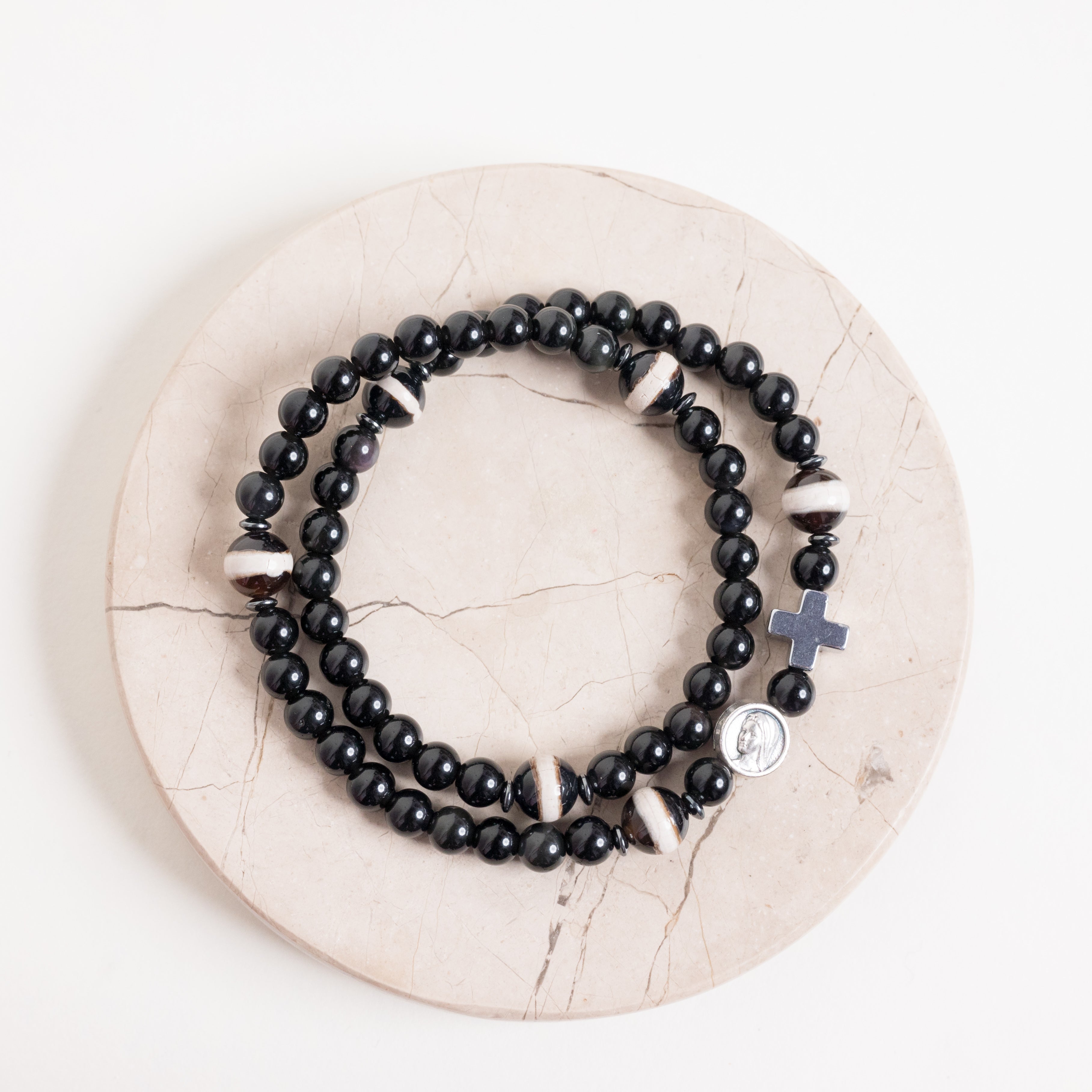 Gospa Black Rosario Pulsera